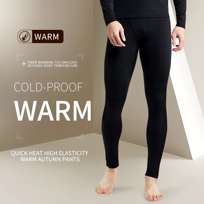 Warm Pants for Men with Plush and Thickened Autumn and Winter High Elasticity, Tight Fitting Sports Bottoms and Slim Fitting Pan